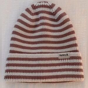 Hurley Women’s Billie Beanie Pink Striped Hat OS